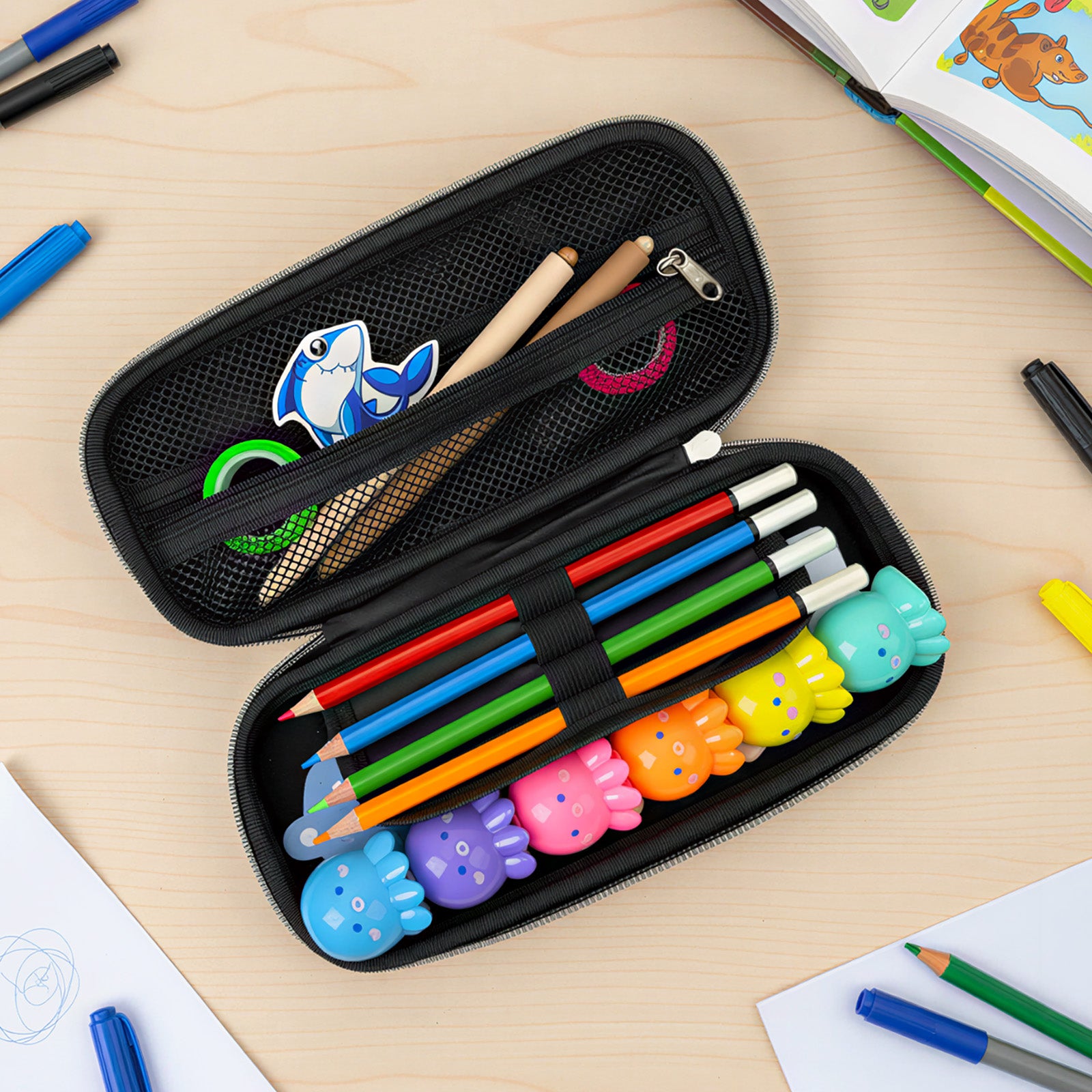 Wrapables 3D Sports Car Hard Shell Pencil Case, EVA Pencil Storage Box for Stationery Tools