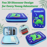 Wrapables Large Capacity EVA Hard Shell 3D Pencil Case, Pencil Storage Box for Stationery Tools, Dinosaurs