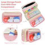 Wrapables 9-Layer Large Capacity Pencil Case with Transparent Compartment, Organizer Pouch for Stationery Tools, Makeup, and Travel