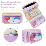 Wrapables 9-Layer Large Capacity Pencil Case with Transparent Compartment, Organizer Pouch for Stationery Tools, Makeup, and Travel
