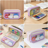 Wrapables 9-Layer Large Capacity Pencil Case with Transparent Compartment, Organizer Pouch for Stationery Tools, Makeup, and Travel