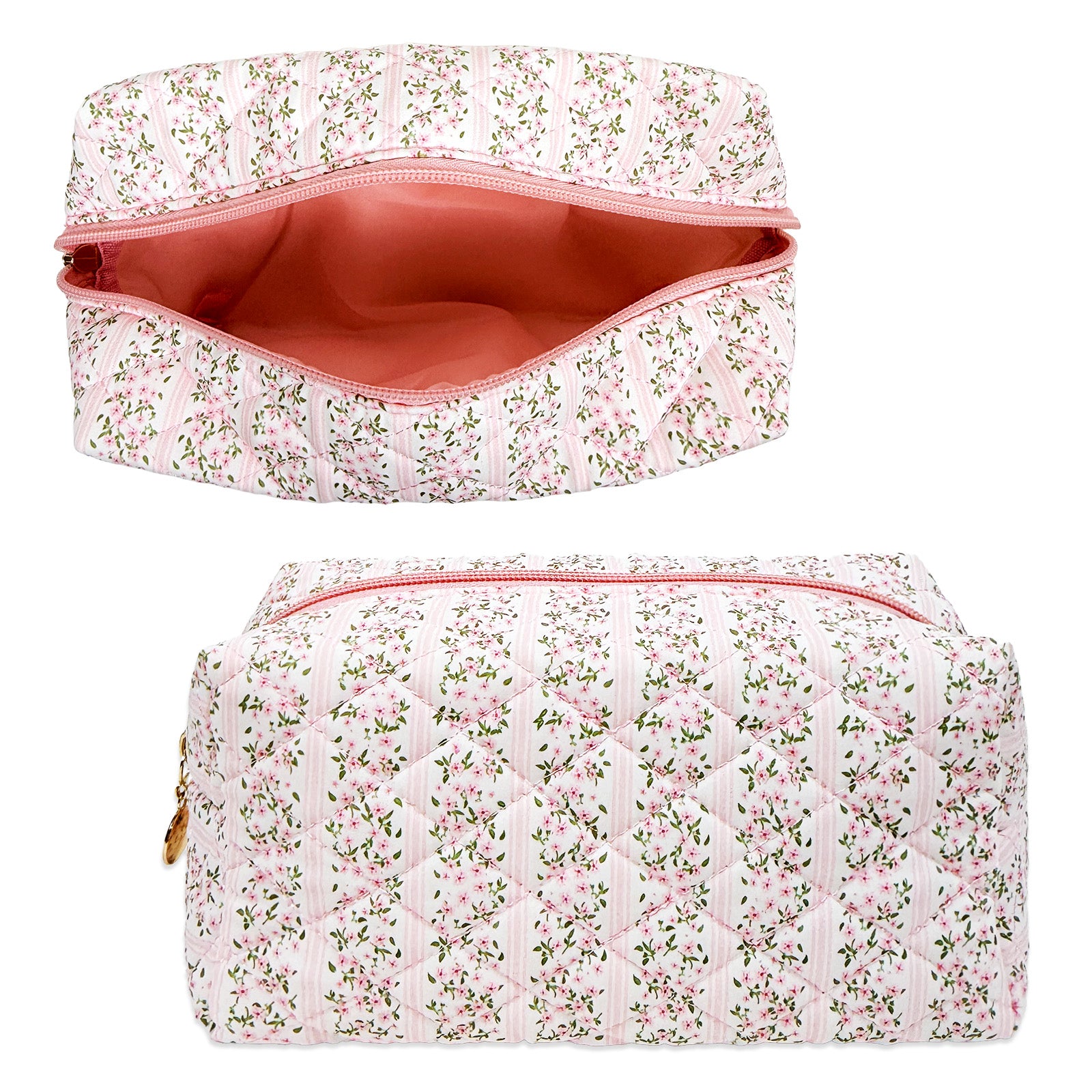 Wrapables Floral Quilted Makeup Bag for Cosmetics, Toiletries, Travel