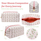 Wrapables Floral Quilted Makeup Bag for Cosmetics, Toiletries, Travel