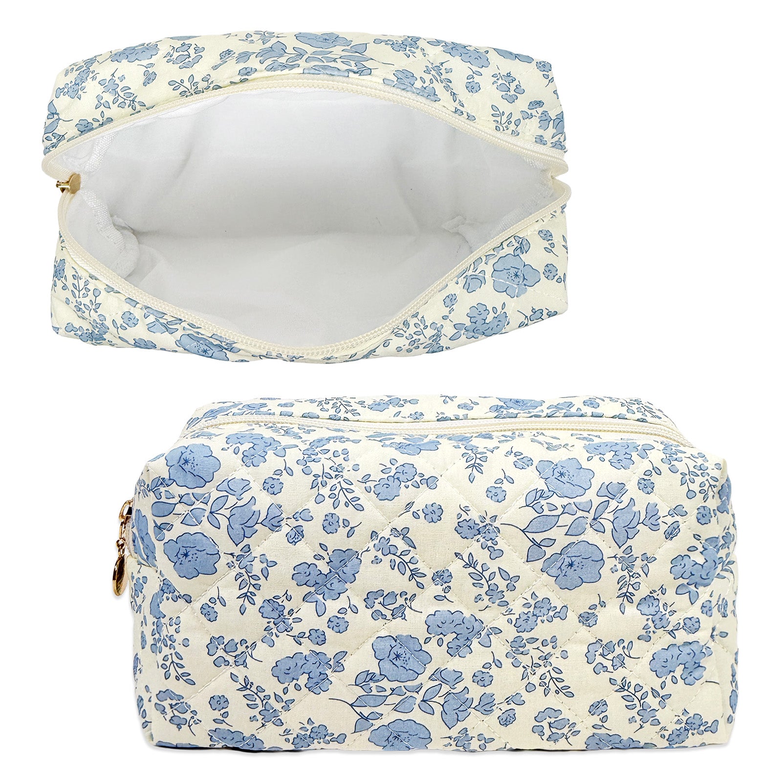 Wrapables Floral Quilted Makeup Bag for Cosmetics, Toiletries, Travel