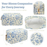 Wrapables Floral Quilted Makeup Bag for Cosmetics, Toiletries, Travel