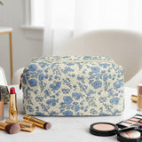 Wrapables Floral Quilted Makeup Bag for Cosmetics, Toiletries, Travel