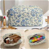 Wrapables Floral Quilted Makeup Bag for Cosmetics, Toiletries, Travel
