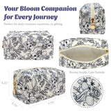 Wrapables Floral Quilted Makeup Bag for Cosmetics, Toiletries, Travel