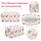 Wrapables Floral Quilted Makeup Bag for Cosmetics, Toiletries, Travel