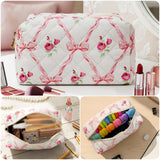 Wrapables Floral Quilted Makeup Bag for Cosmetics, Toiletries, Travel
