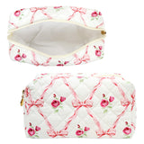 Wrapables Floral Quilted Makeup Bag for Cosmetics, Toiletries, Travel