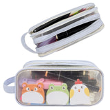 Wrapables 2 Compartment Large Grid Transparent Mesh Pencil Case, Pencil Pouch for Stationery Tools, Makeup, and Travel
