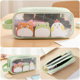 Wrapables 2 Compartment Large Grid Transparent Mesh Pencil Case, Pencil Pouch for Stationery Tools, Makeup, and Travel