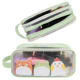Wrapables 2 Compartment Large Grid Transparent Mesh Pencil Case, Pencil Pouch for Stationery Tools, Makeup, and Travel