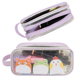 Wrapables 2 Compartment Large Grid Transparent Mesh Pencil Case, Pencil Pouch for Stationery Tools, Makeup, and Travel