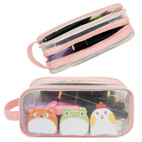 Wrapables 2 Compartment Large Grid Transparent Mesh Pencil Case, Pencil Pouch for Stationery Tools, Makeup, and Travel