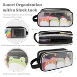 Wrapables 2 Compartment Large Grid Transparent Mesh Pencil Case, Pencil Pouch for Stationery Tools, Makeup, and Travel