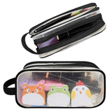 Wrapables 2 Compartment Large Grid Transparent Mesh Pencil Case, Pencil Pouch for Stationery Tools, Makeup, and Travel