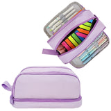 Wrapables 4 Compartment Large Capacity Pencil Case, Pencil Pouch for Stationery Tools, Lavender.