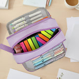 Wrapables Back-to-School Budget Pack, Schools Supplies Kit with 4 Compartment Pencil Case Pencil Pouch and White Correction Tape, Lavender