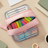 Wrapables Back-to-School Budget Pack, Schools Supplies Kit with 4 Compartment Pencil Case Pencil Pouch and White Correction Tape, Pink