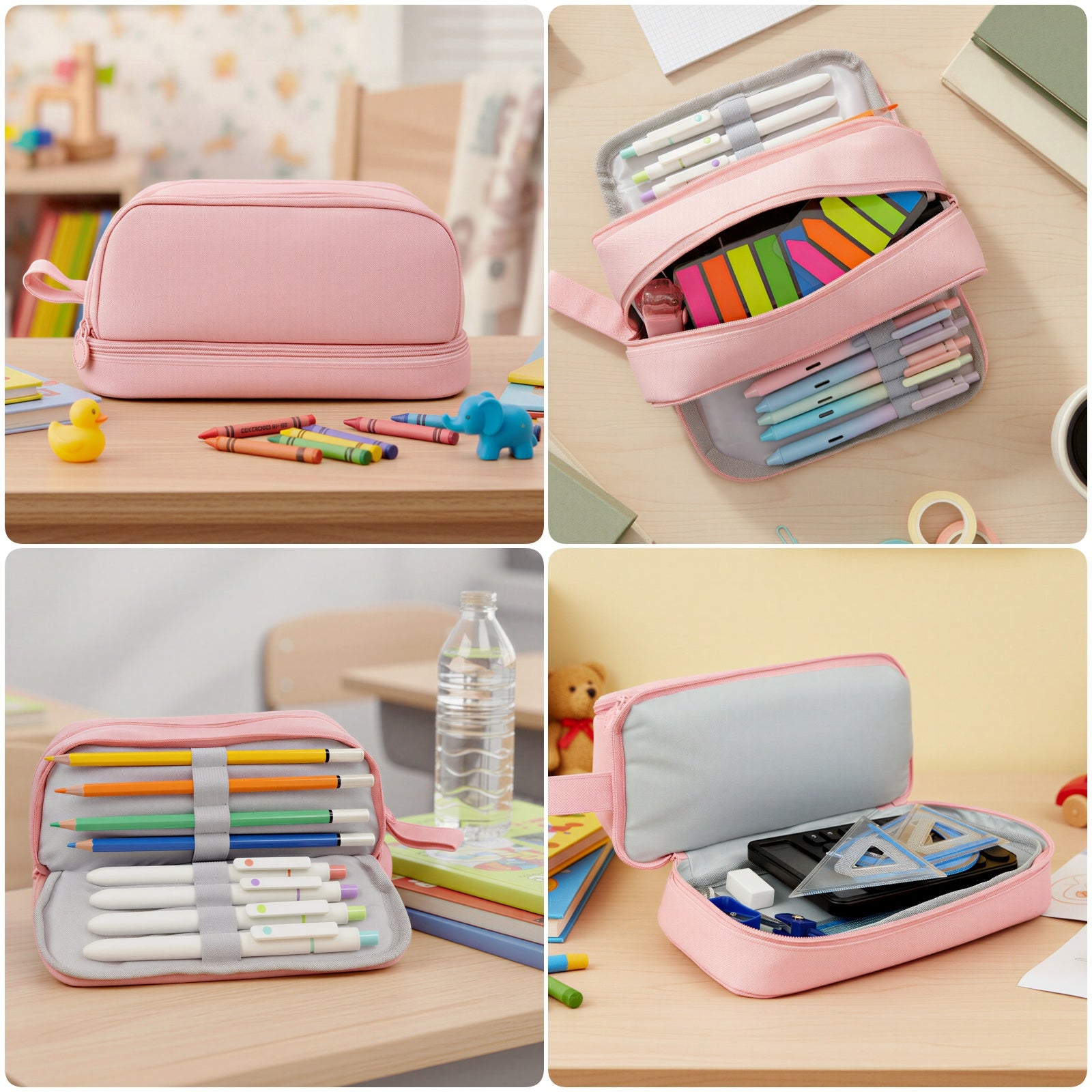 Wrapables 4 Compartment Large Capacity Pencil Case, Pencil Pouch for Stationery Tools