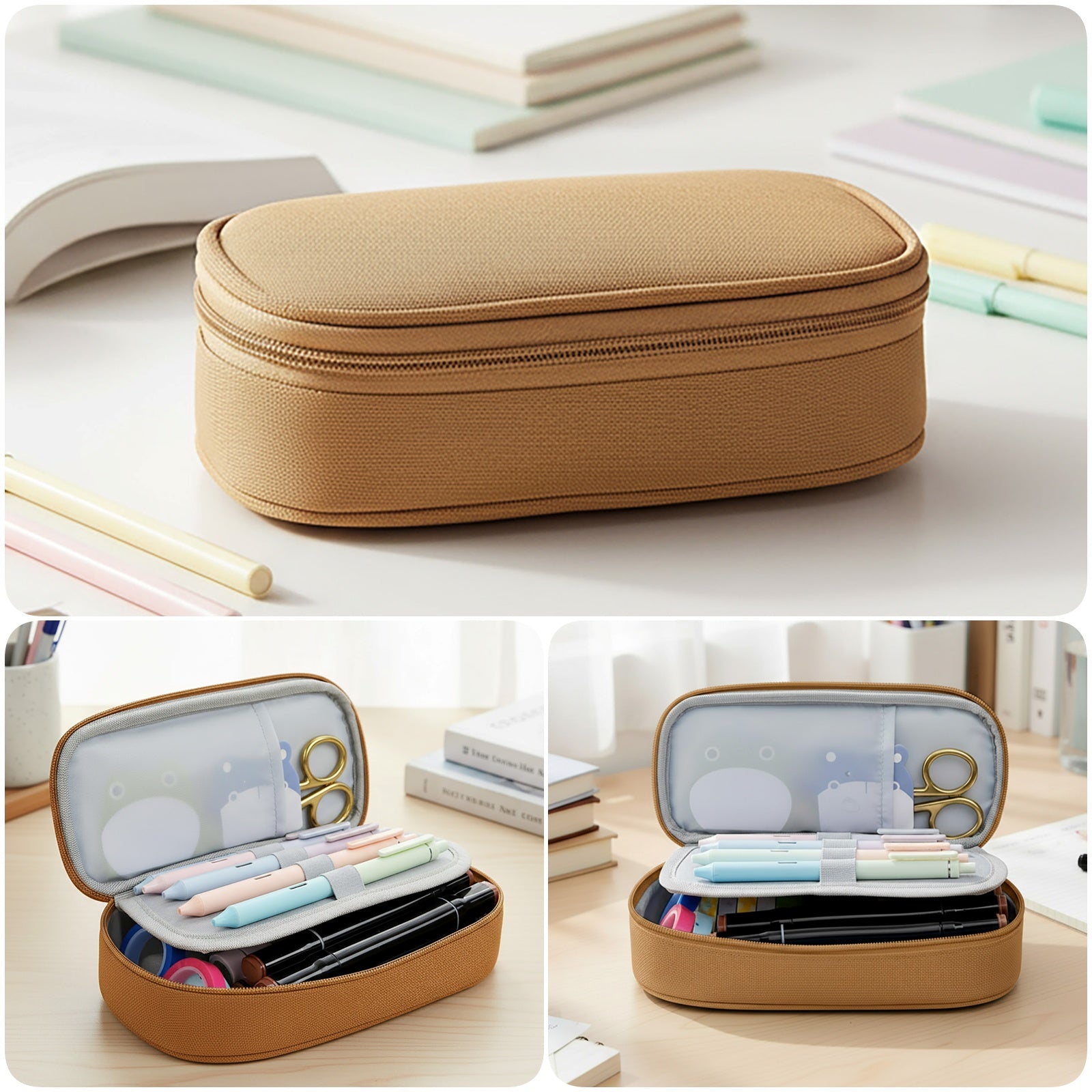 Wrapables Simple Large Capacity Double Compartment Pencil Case, Pencil Pouch for Stationery Tools