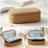 Wrapables Simple Large Capacity Double Compartment Pencil Case, Pencil Pouch for Stationery Tools