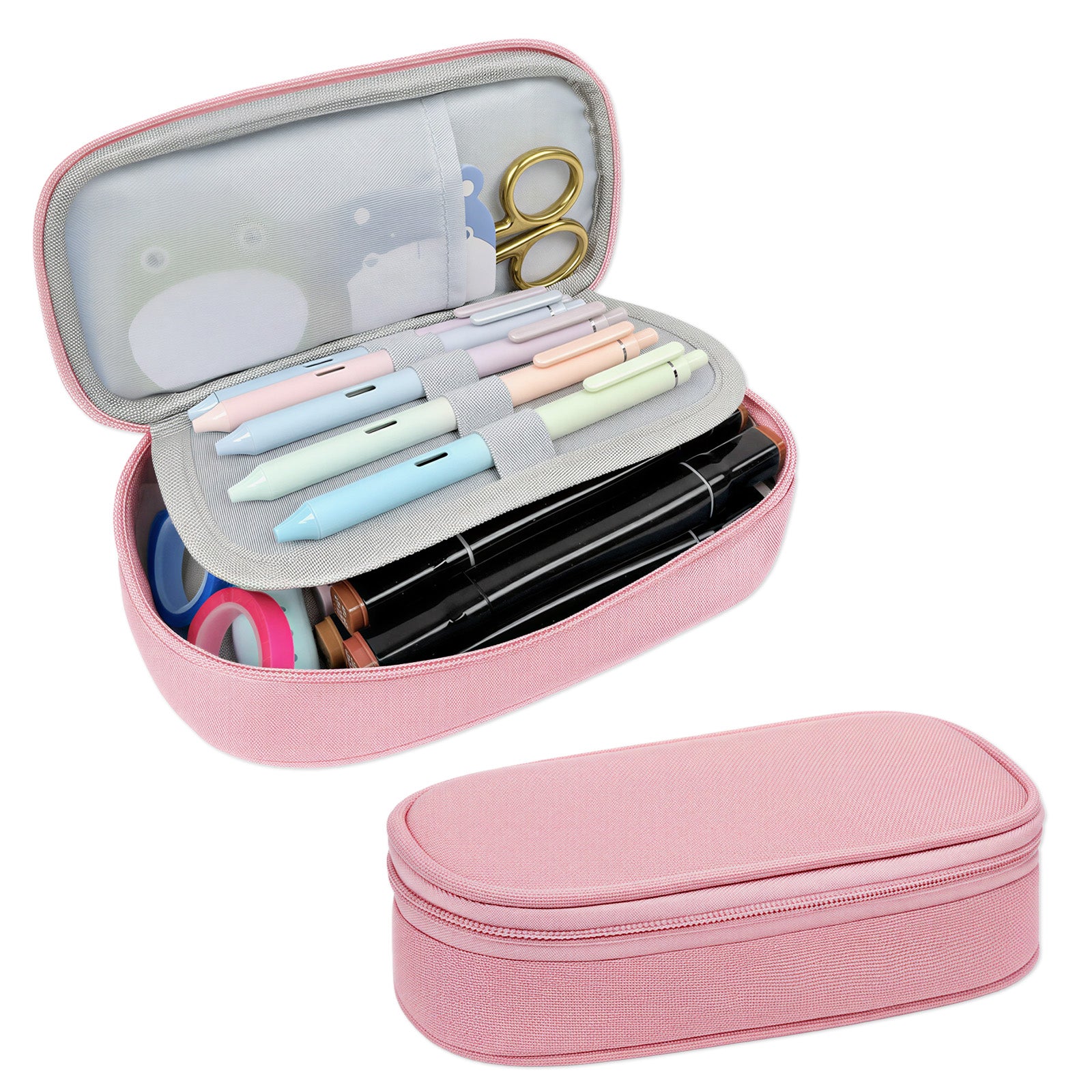 Wrapables Simple Large Capacity Double Compartment Pencil Case, Pencil Pouch for Stationery Tools