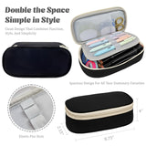 Wrapables Simple Large Capacity Double Compartment Pencil Case, Pencil Pouch for Stationery Tools