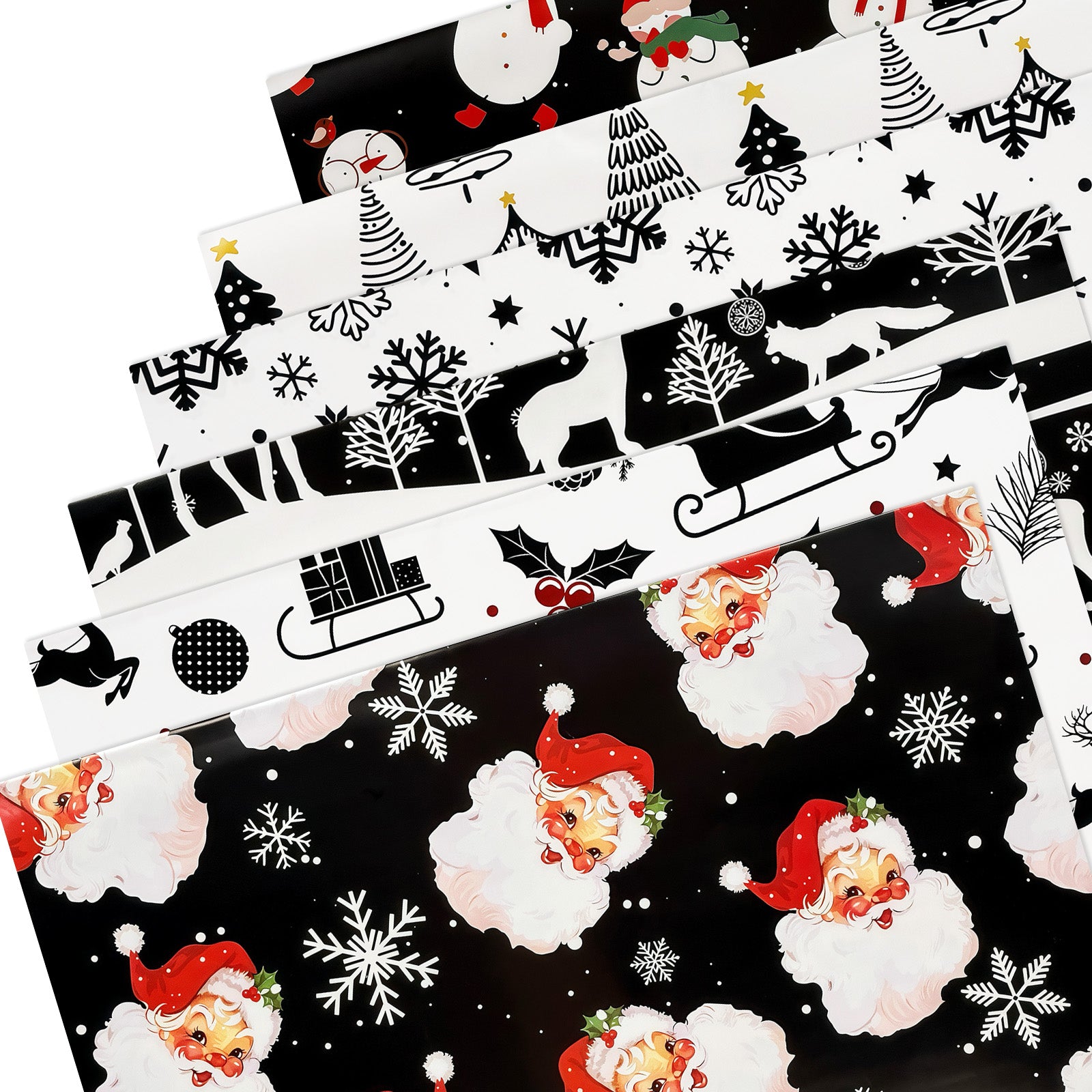 Wrapables 12pcs Christmas Wrapping Paper, Holiday Gift Wrap Paper, Sheets Folded Flat 20L x 27W inches, Black and Red