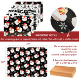 Wrapables 12pcs Christmas Wrapping Paper, Holiday Gift Wrap Paper, Sheets Folded Flat 20L x 27W inches, Black and Red