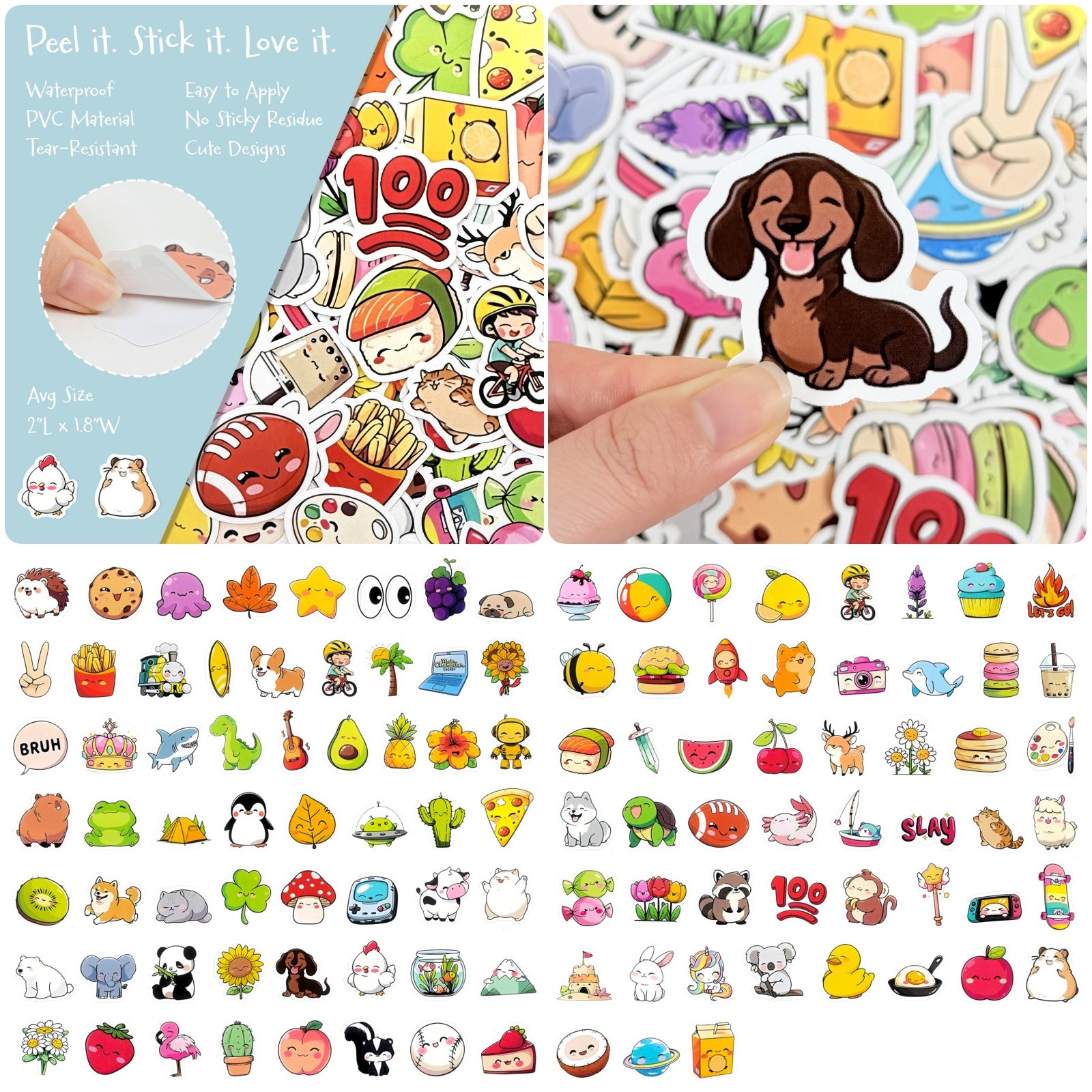 Wrapables Waterproof Vinyl Stickers for Water Bottles, Laptop, Phones, Skateboards, Decals for Teens