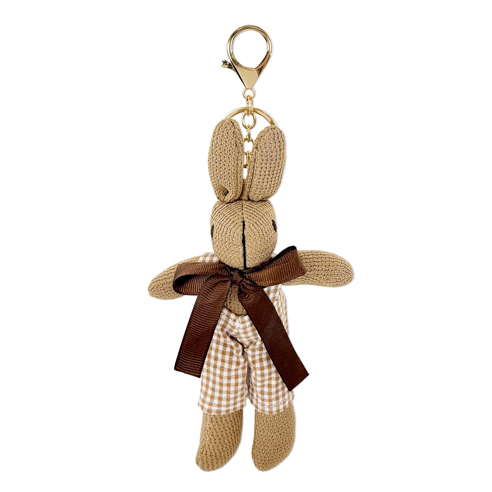 Wrapables Cute Plush Keychain Pendant Charm for Bag, Gingham Bunny