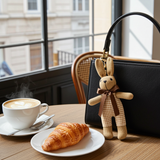 Wrapables Cute Plush Keychain Pendant Charm for Bag, Gingham Bunny