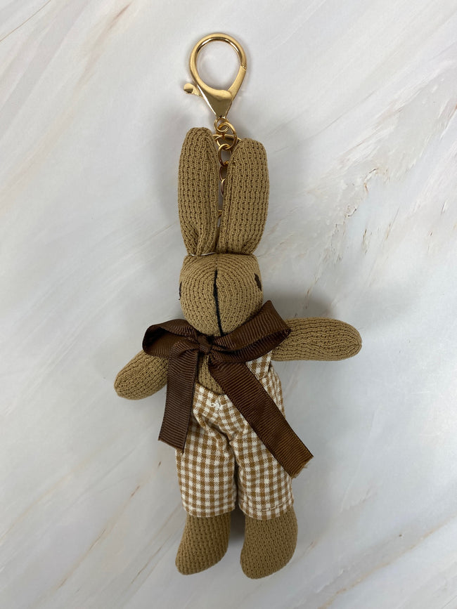 Wrapables Cute Plush Keychain Pendant Charm for Bag, Gingham Bunny