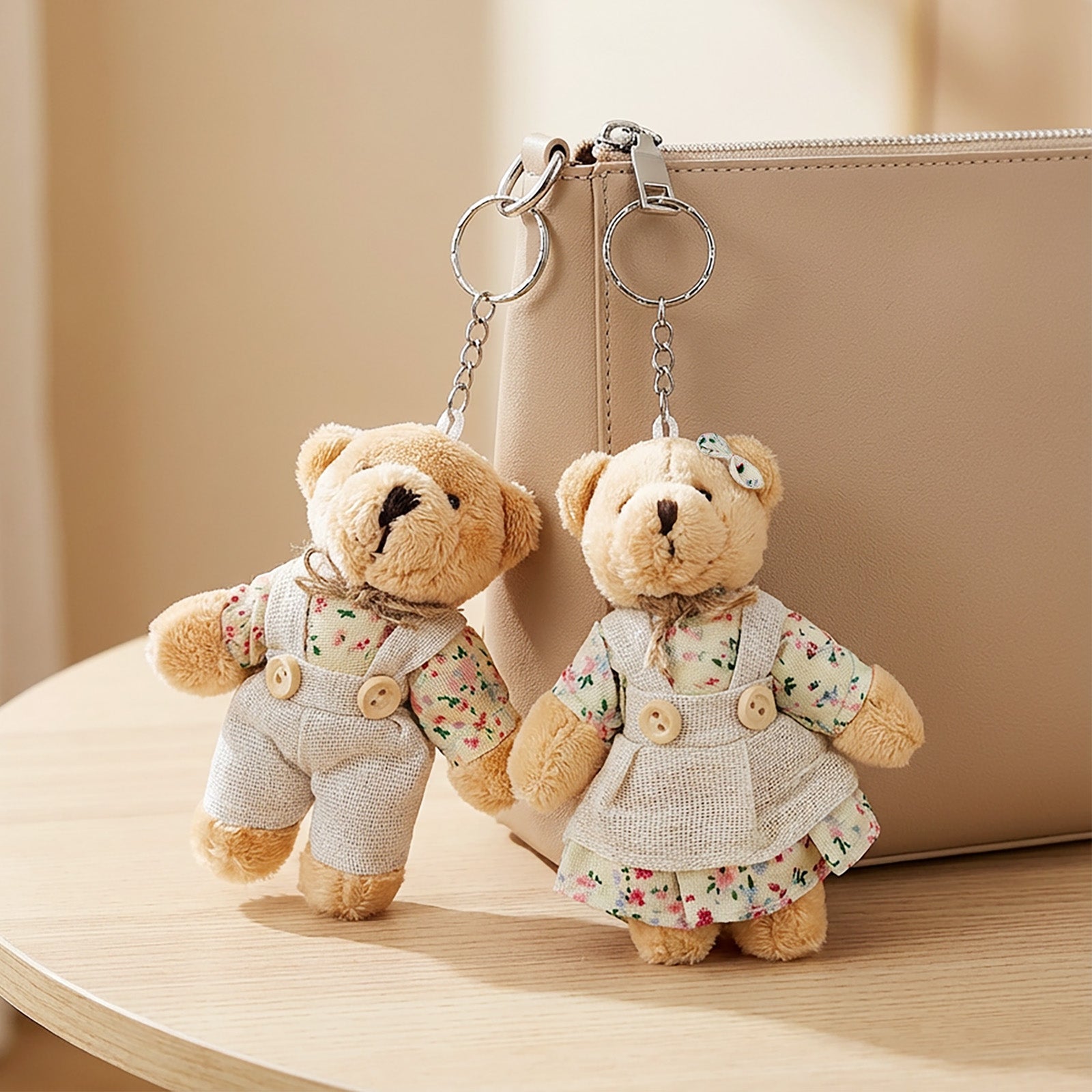 Wrapables Country Floral Plush Stuffed Animal Doll Keychain Bag Charm (Set of 2)
