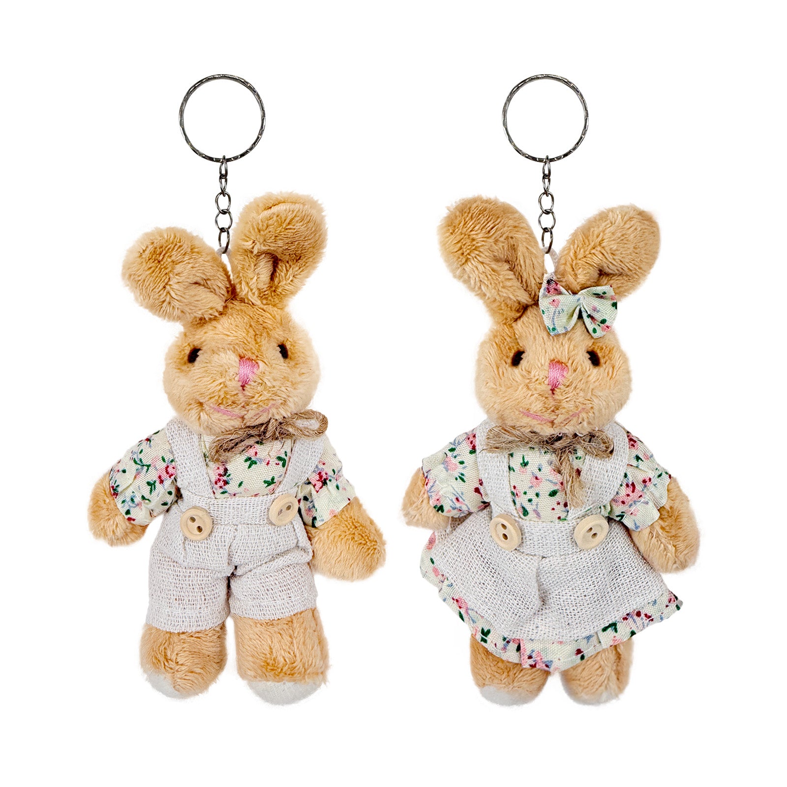 Wrapables Country Floral Plush Stuffed Animal Doll Keychain Bag Charm (Set of 2)