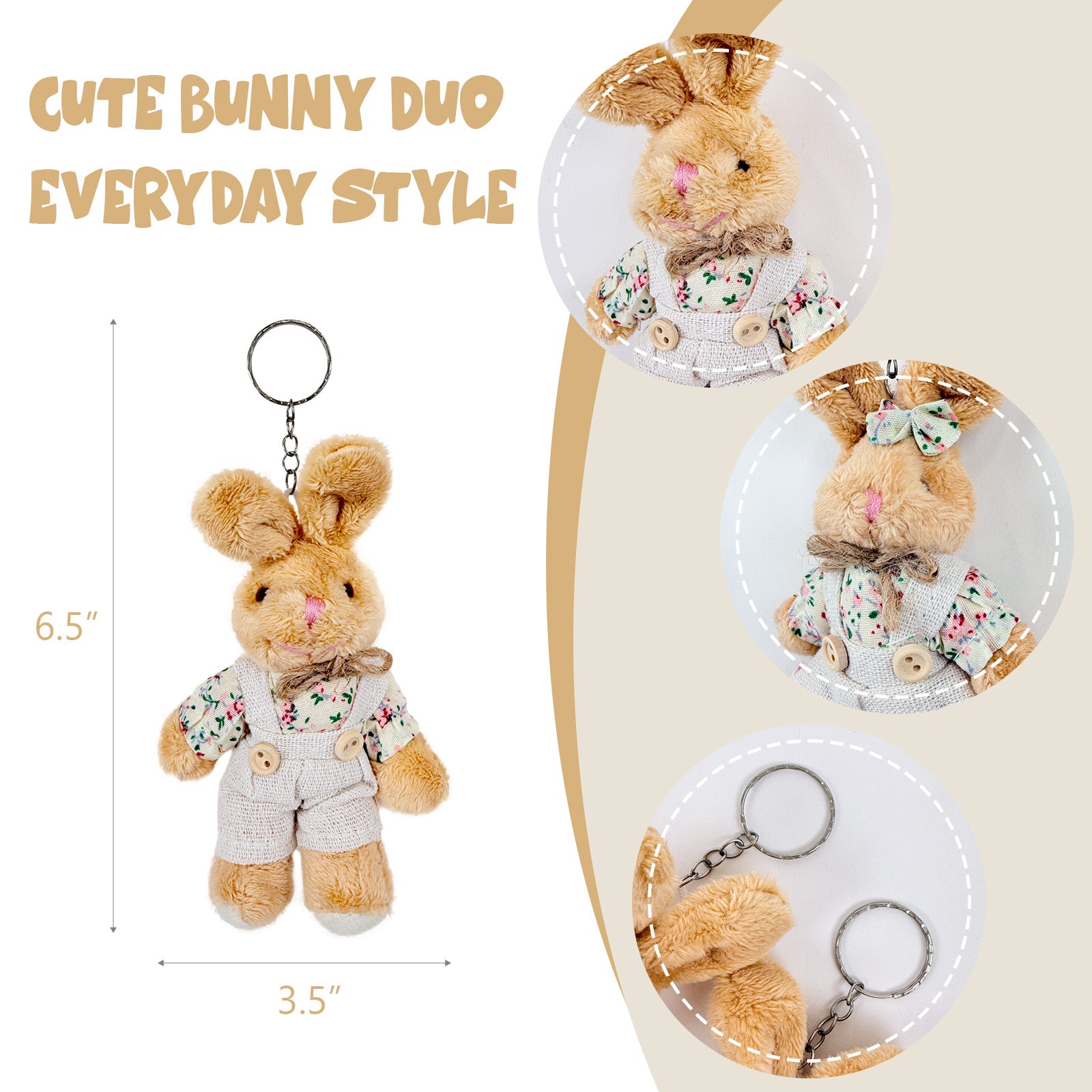 Wrapables Country Floral Plush Stuffed Animal Doll Keychain Bag Charm (Set of 2)