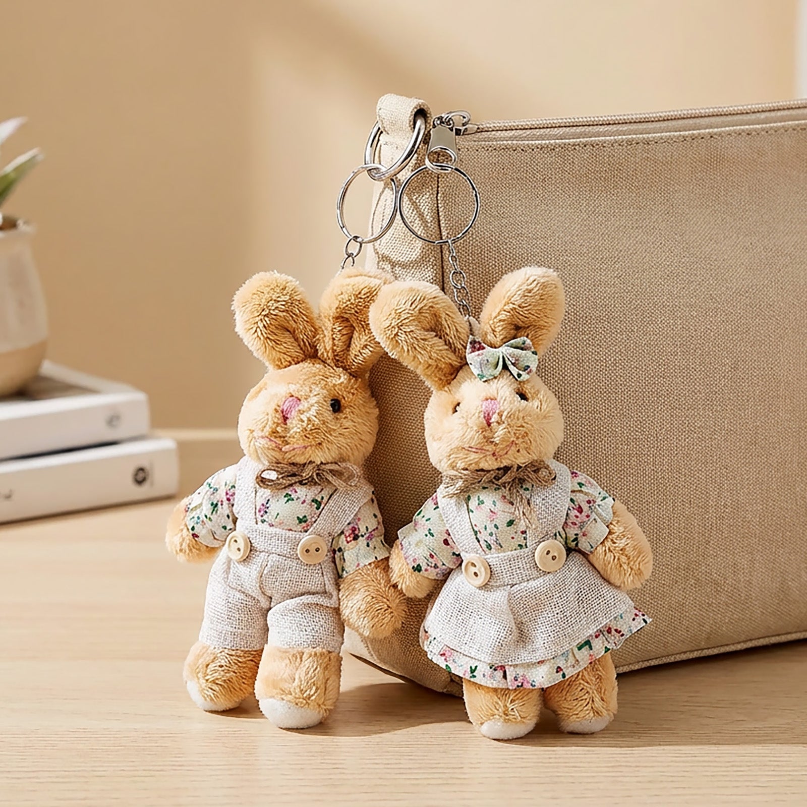 Wrapables Country Floral Plush Stuffed Animal Doll Keychain Bag Charm (Set of 2)