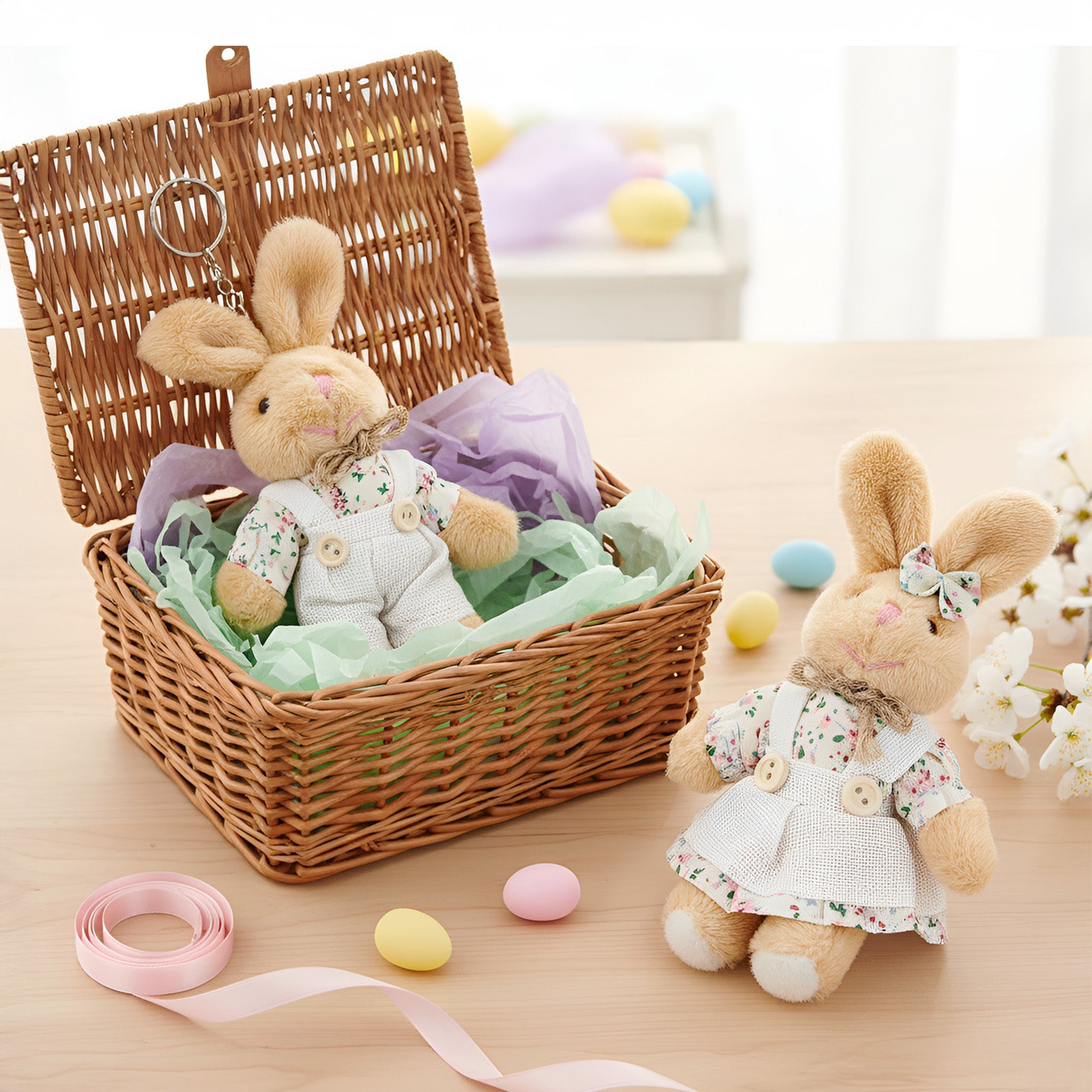 Wrapables Country Floral Plush Stuffed Animal Doll Keychain Bag Charm (Set of 2)