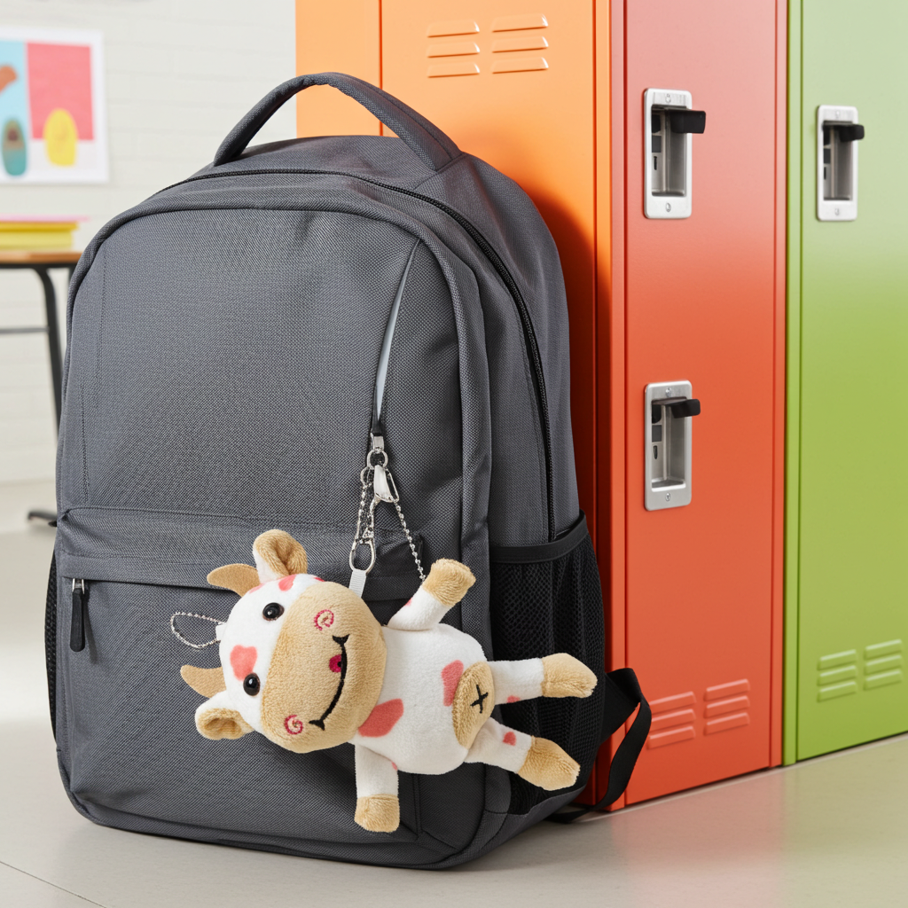 Wrapables Plush Stuffed Animal Doll Keychain Bag Charm (Set of 2), Cows