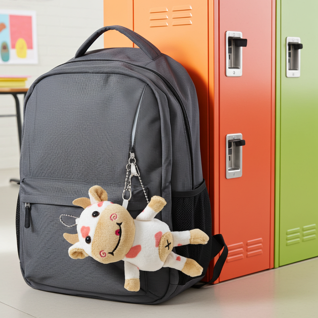 Wrapables Plush Stuffed Animal Doll Keychain Bag Charm (Set of 2), Cows