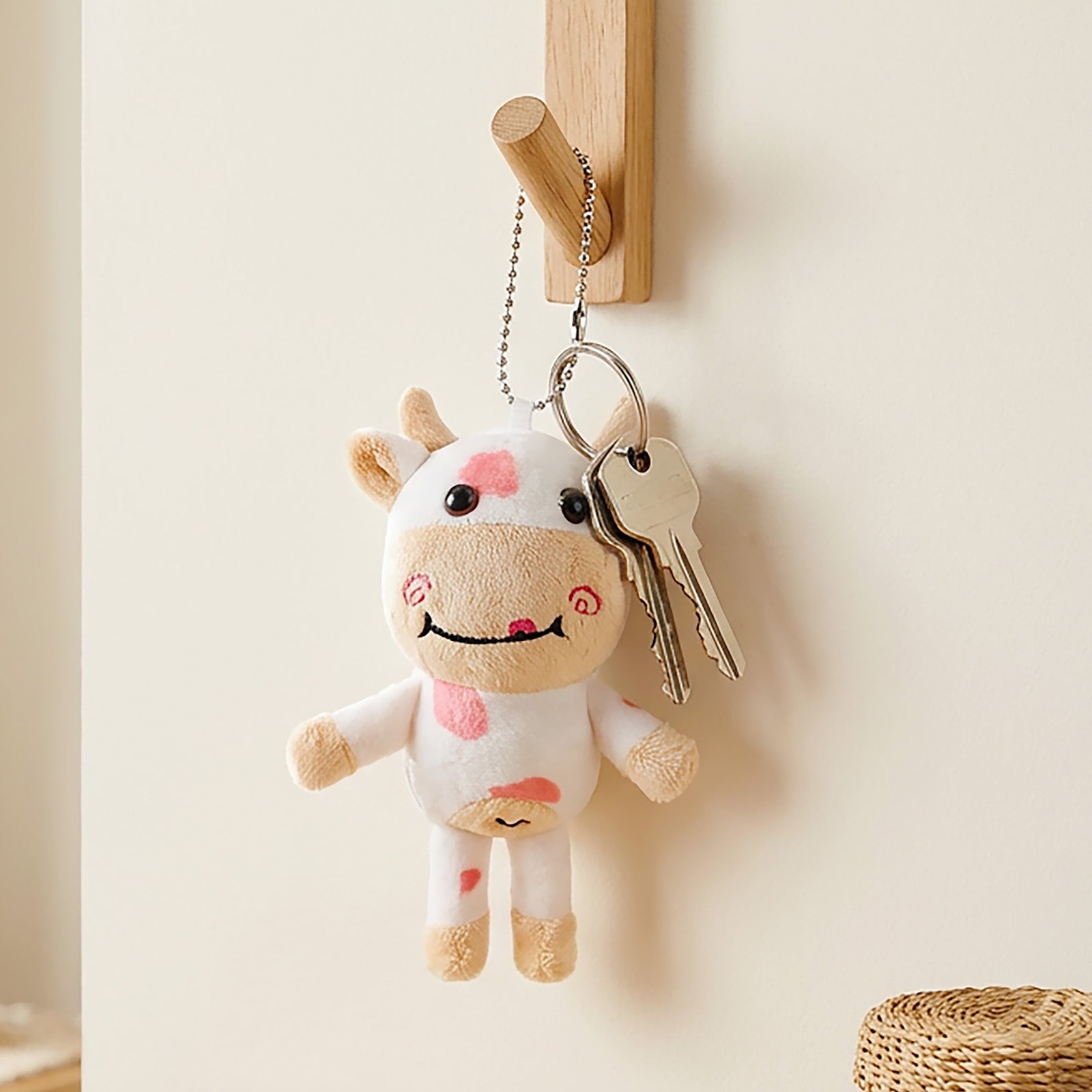 Wrapables Plush Stuffed Animal Doll Keychain Bag Charm (Set of 2), Cows