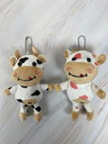 Wrapables Plush Stuffed Animal Doll Keychain Bag Charm (Set of 2), Cows