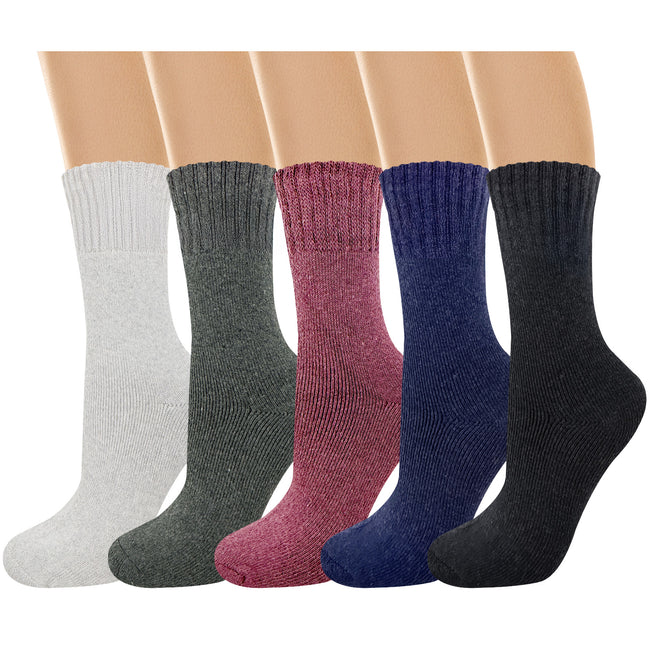 Wrapables Thick Thermal Warm Merino Wool Hiking Socks for Women (Set of 5)