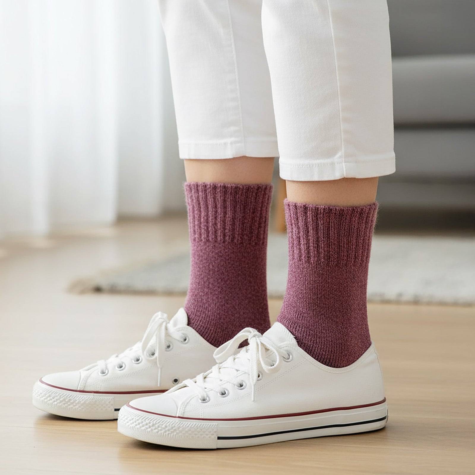 Wrapables Thick Thermal Warm Merino Wool Hiking Socks for Women (Set of 5)