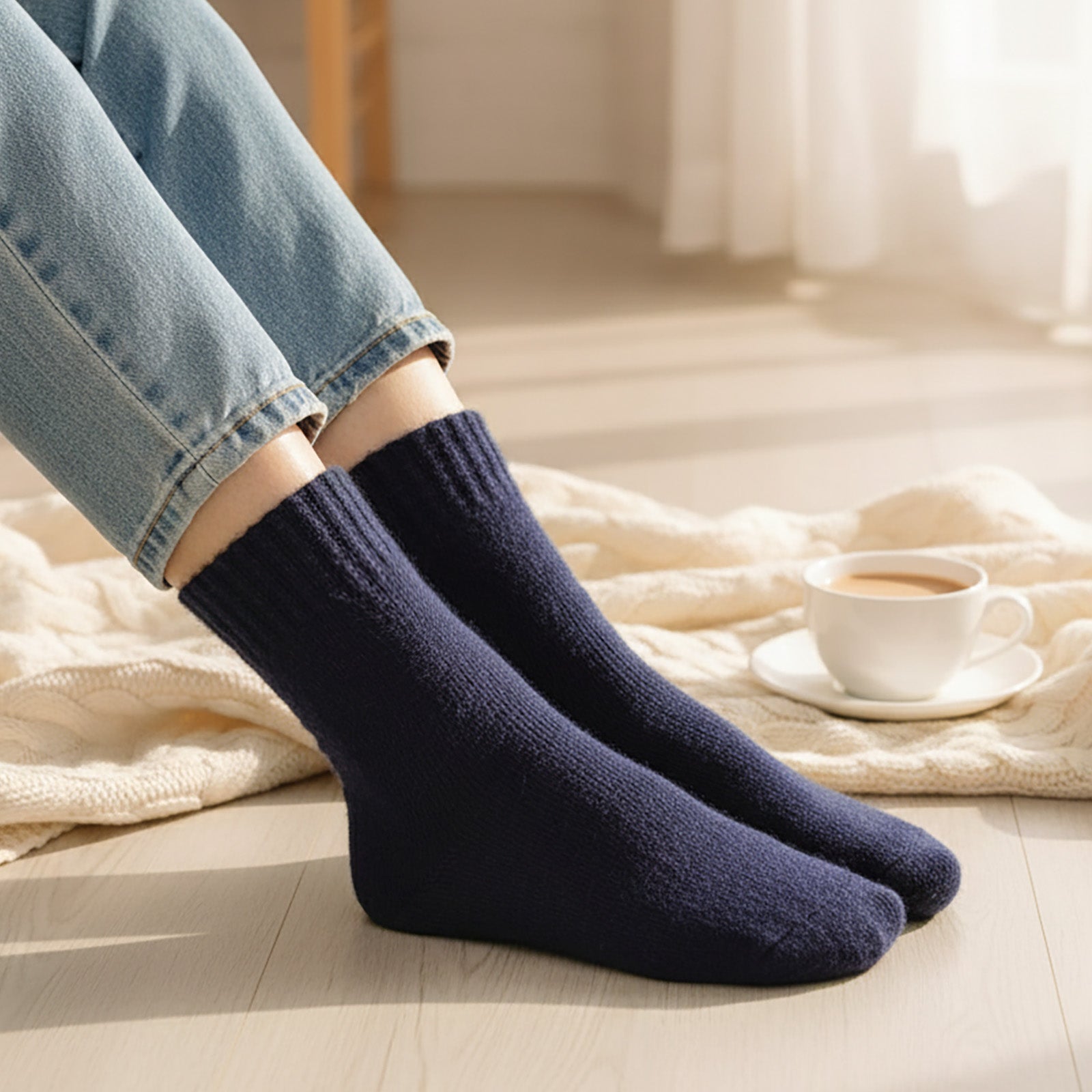 Wrapables Thick Thermal Warm Merino Wool Hiking Socks for Women (Set of 5)