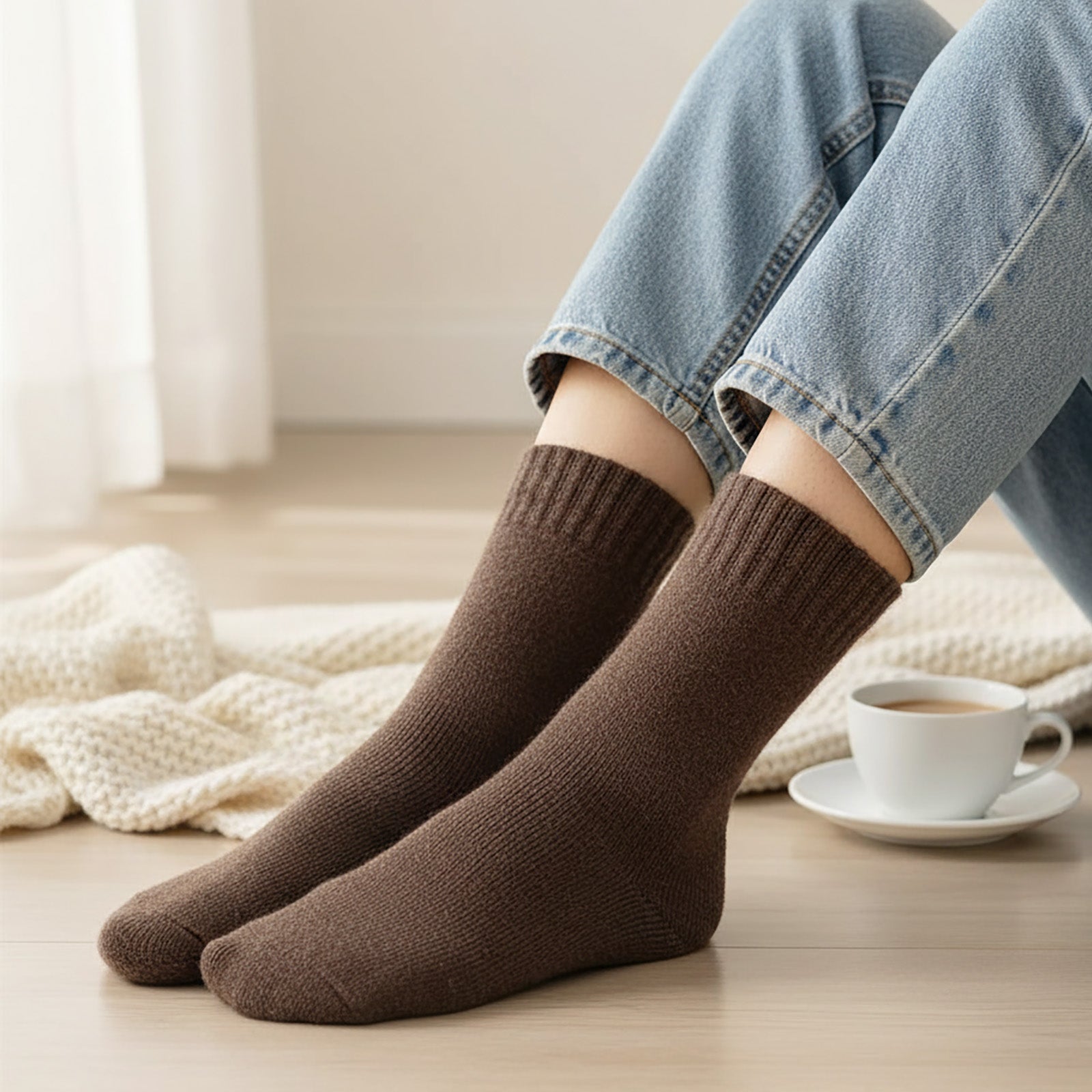 Wrapables Thick Thermal Warm Merino Wool Hiking Socks for Women (Set of 5)