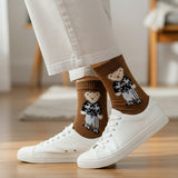 Wrapables Women's Cute Teddy Bear in Christmas Sweater Winter Crew Socks (Set of 5)